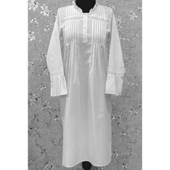 SoieRose 100% Cotton Victorian Nightgown – with Subtle Blue Dots - SR-1204 - Picture 4 of 11